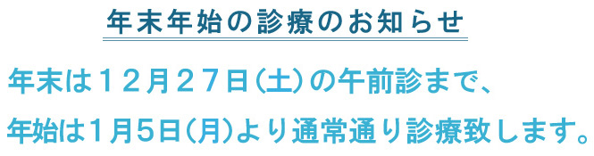 年末年始の診療のお知らせ